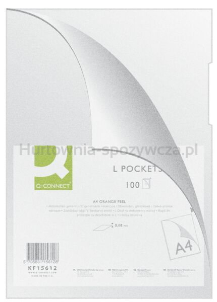 Q-Connect Obwoluta typu L, PP, A4, groszkowa, 80mikr., 100szt., transparentna 