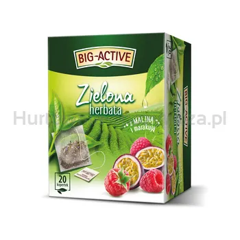 Herbata BIG ACTIVE, zielona z maliną i marakują, 20 torebek