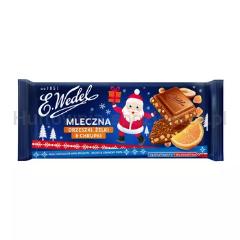 E.Wedel Czekolada mleczna z orzeszkami arachidowymi, żelkami pomarańczowymi i chrupkami 90g