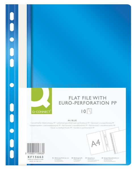 Q-Connect Skoroszyt, PP, A4, standard, 120/170mikr., wpinany, niebieski 