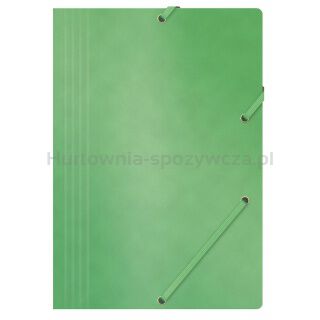 Office Products Teczka z gumką, Preszpan, A4, 390Gsm, 3-Skrz., Zielona