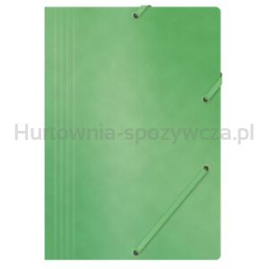 Office Products Teczka z gumką, Preszpan, A4, 390Gsm, 3-Skrz., Zielona