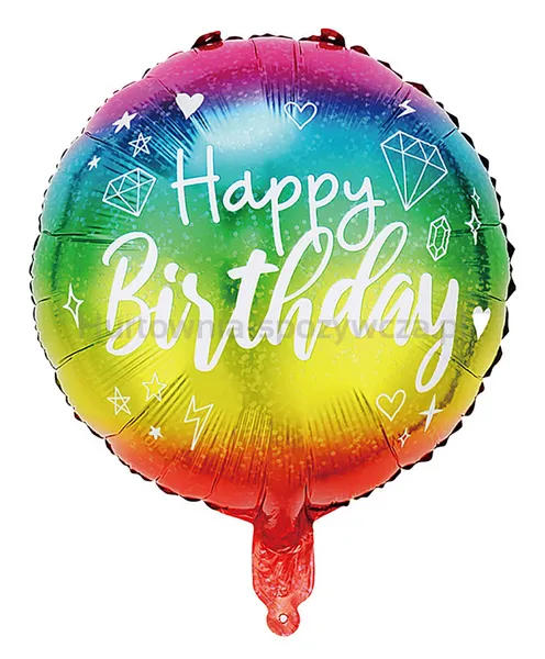 Balon PARTY GO Happy Birthday, 45cm, 1 szt., mix kolorów