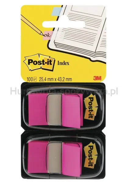 Post-It Zakładki indeksujące (680-BP2EU), PP, 25,4x43,2mm, 2x50 kart., jaskraworóżowe 