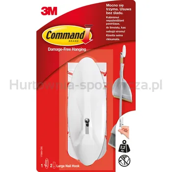 Command™ Haczyk Z Metalowym Uchwytem Wielokrotnego Użytku, 17069, 1 Haczyk + 2 Duże Paski