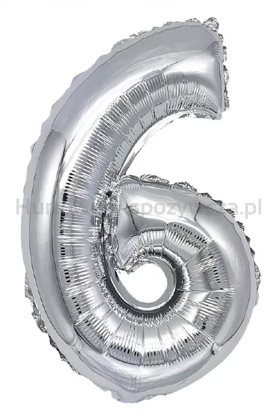 Balon foliowy PARTY GO, cyfra 6, 80cm, srebrny