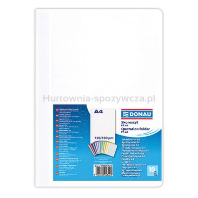 Donau Skoroszyt PP, A4, standard, 120/180mikr., biały 
