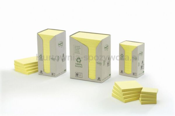 Karteczki samoprzylepne ekologiczne POST-IT® (653-1T), 38x51mm, 24x100 kart., żółte - 6