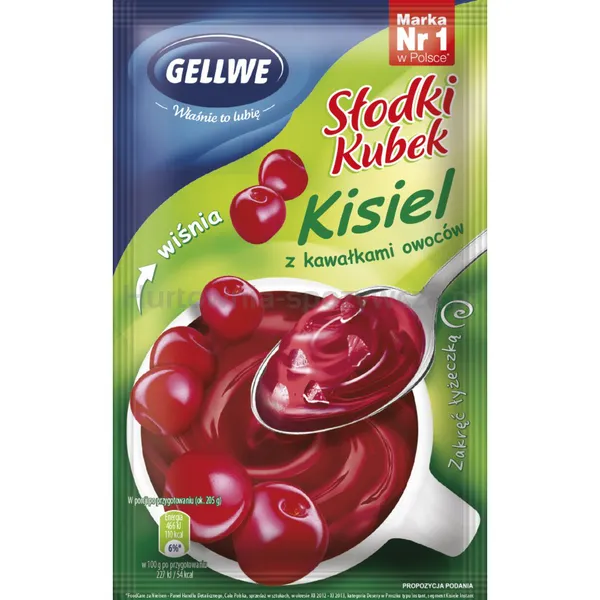 Gellwe Kisiel Słodki Kubek Wiśnia Z Owocami 28G