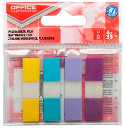 Office Products Zakładki indeksujące PP, 12x43mm, 4x35 kart., zawieszka, mix kolorów pastel 