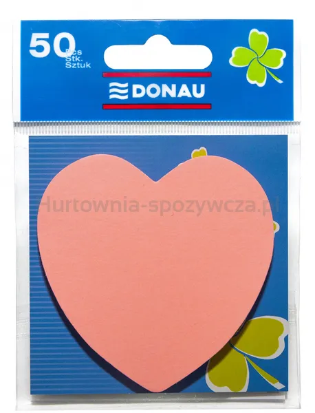 Donau Bloczek Samoprzylepny 1x50 kart., serduszko, zawieszka, jasnoróżowy 