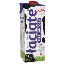 Mleko ŁACIATE, bez laktozy 3,2%, 1 l <br>(data przydatności 22.06.2025)