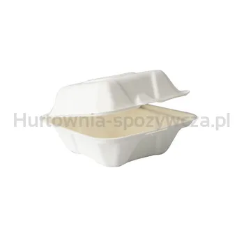 Pojemniki Prostokątne  Na Hamburgery Z Pulpy Drzewnej 7,4 Cm X 14,5 Cm X 14,5 Cm, Biały, Wood Fiber50 Szt Papstar Polska