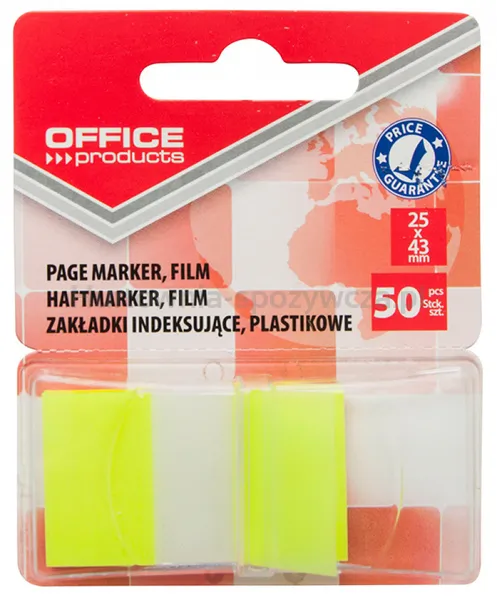 Office Products Zakładki indeksujące papier Pp, 25X43Mm, 1X50 Kart., Blister, Żółte