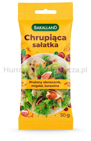 Chrupiąca sałatka BAKALLAND, mix prażonych ziaren z żurawiną, 50g