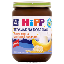 *Hipp Bio Przysmak Na Dobranoc Kaszka Manna Z Mlekiem I Bananami Po 4 Miesiącu 190 G