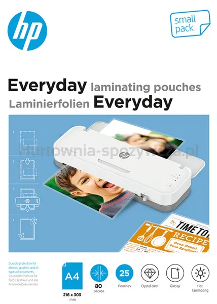 Hp EverydayFolie laminacyjneA4, 80 mic, 25 szt., przezroczyste/połysk 