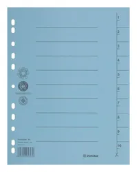 Przekładka DONAU, karton, A4, 235x300mm, 1-10, 1 karta, niebieska