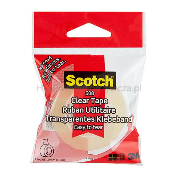 Taśma klejąca SCOTCH 508, 19mmx33m, przezroczysta żółta - 2