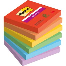 Post-It Karteczki samoprzylepne Super Sticky, PLAYFUL, 76x76mm, 6x90 kart. 