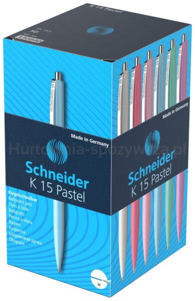 Długopis automatyczny SCHNEIDER K15, M, 1 szt., mix kolorów pastelowych - 3