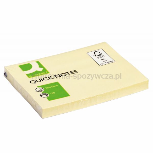 Q-Connect Bloczek samoprzylepny, 102x76mm, 1x100 kart., jasnożółty  - 3