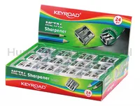 Temperówka KEYROAD Metal, aluminiowa, podwójna, pakowana na displayu, srebrna - 2