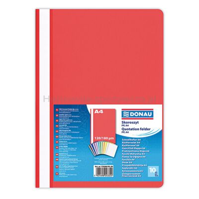 Donau Skoroszyt PP, A4, standard, 120/180mikr., czerwony 
