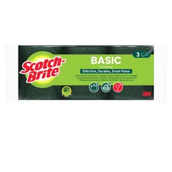 Zmywak Kuchenny Scotch Brite Basic, Płaski, 3 Szt., Żółto-Zielony