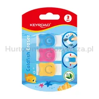 Gumka do ścierania KEYROAD Goldfish, z osłoną, 3 szt., blister, mix kolorów - 4
