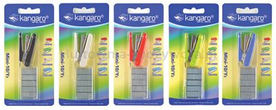 Kangaro Zszywacz Mini-10/Y2+zszywki, zszywa do 10 kartek, blister, mix kolorów