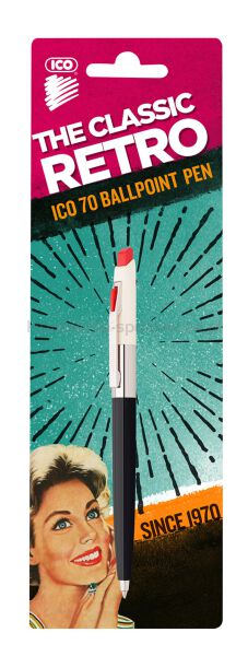 Ico Długopis automatyczny Retro 70'C, blister, wkład niebieski, mix kolorów  - 2