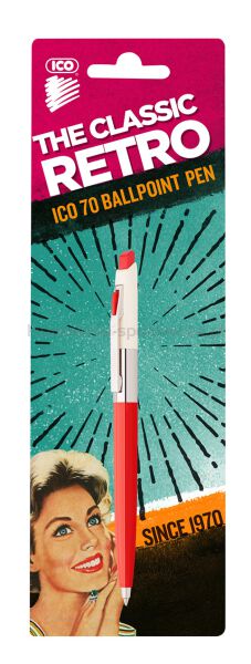 Ico Długopis automatyczny Retro 70'C, blister, wkład niebieski, mix kolorów  - 4