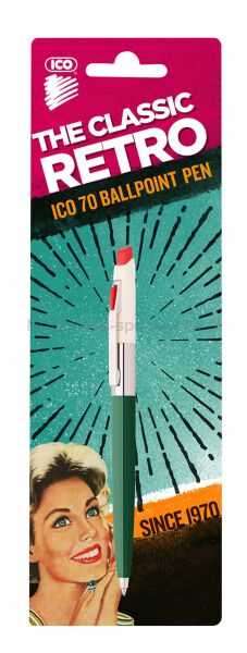 Ico Długopis automatyczny Retro 70'C, blister, wkład niebieski, mix kolorów  - 5