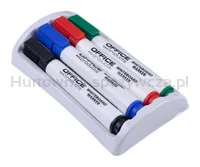 Zestaw 4 markerów z gąbką magnetyczną OFFICE PRODUCTS, do tablic suchościeralnych, mix kolorów - 3