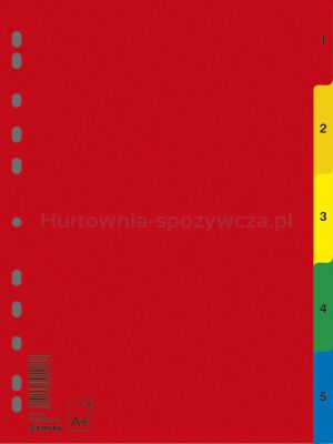 Donau Przekładki PP, A4, 230x297mm, 1-5, 5 kart, mix kolorów 