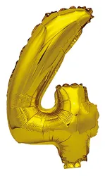 Balon foliowy PARTY GO, cyfra 4, 80cm, złoty