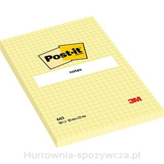 Bloczek Samoprzylepny Post-It W Kratkę (662), 102X152Mm, 1X100 Kart., Żółty