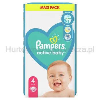 Pampers Active Baby Rozmiar 4, 58 Pieluszek, 9-14 Kg
