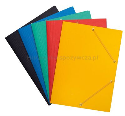 Office Products Teczka z gumką, preszpan, A4, 390gsm, 3-skrz., mix kolorów 