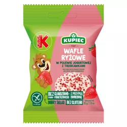 Kupiec Kubuś Wafle ryżowe z polewą jogurtową z liofilizowaną truskawką 32 g