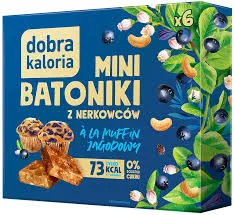 Dobra Kaloria Mini Batoniki z nerkowców ala muffin jagodowy 6 sztuk 102g