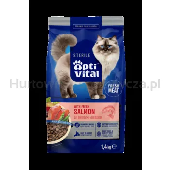Optivital Karma Sucha Steril- Pełnoporcjowa Karma Dla Sterylizowanych Kotów Fm Z Łososiem 1,4 Kg