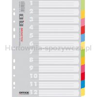 Office Products Przekładki karton, A4, 223x297mm, 12 kart, mix kolorów 