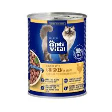 Optivital Puszka - Pełnoporcjowa Karma Dla Dorosłych Kotów. Z Kurczakiem Sosie 415G