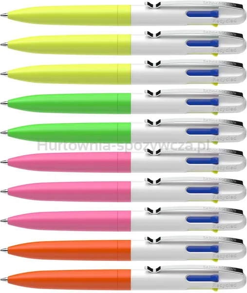 Długopis automatyczny SCHNEIDER TAKE 4 Neon, M, 4 kolory wkładu, 10 szt., mix kolorów
