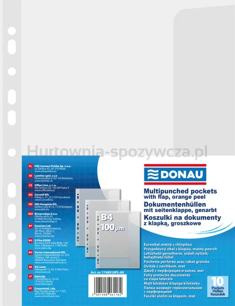 Donau Koszulki z klapką PP, B4, groszkowe, 100mikr., 10szt. 