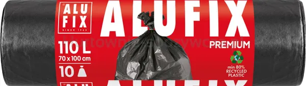 Worki na śmieci ALUFIX, extra mocne, LDPE, 70x100cm, 110l, 10 szt., czarne