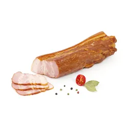 Dobro Boczek Okopcony Paski około  0,5 Kg