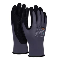 Rękawice DONAU SAFETY Flex-Dotted, kat. II, rozm. 10, szare